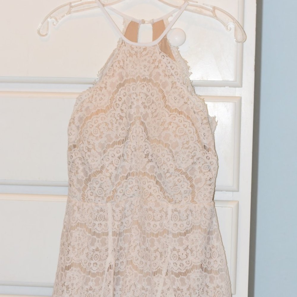 Francesca's White Lace Halter Dress